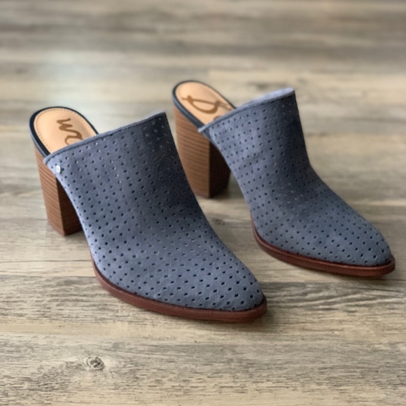 Sam Edelman Shoes - Sam Edelman Bates Stormy Blue Block Heel Mules
